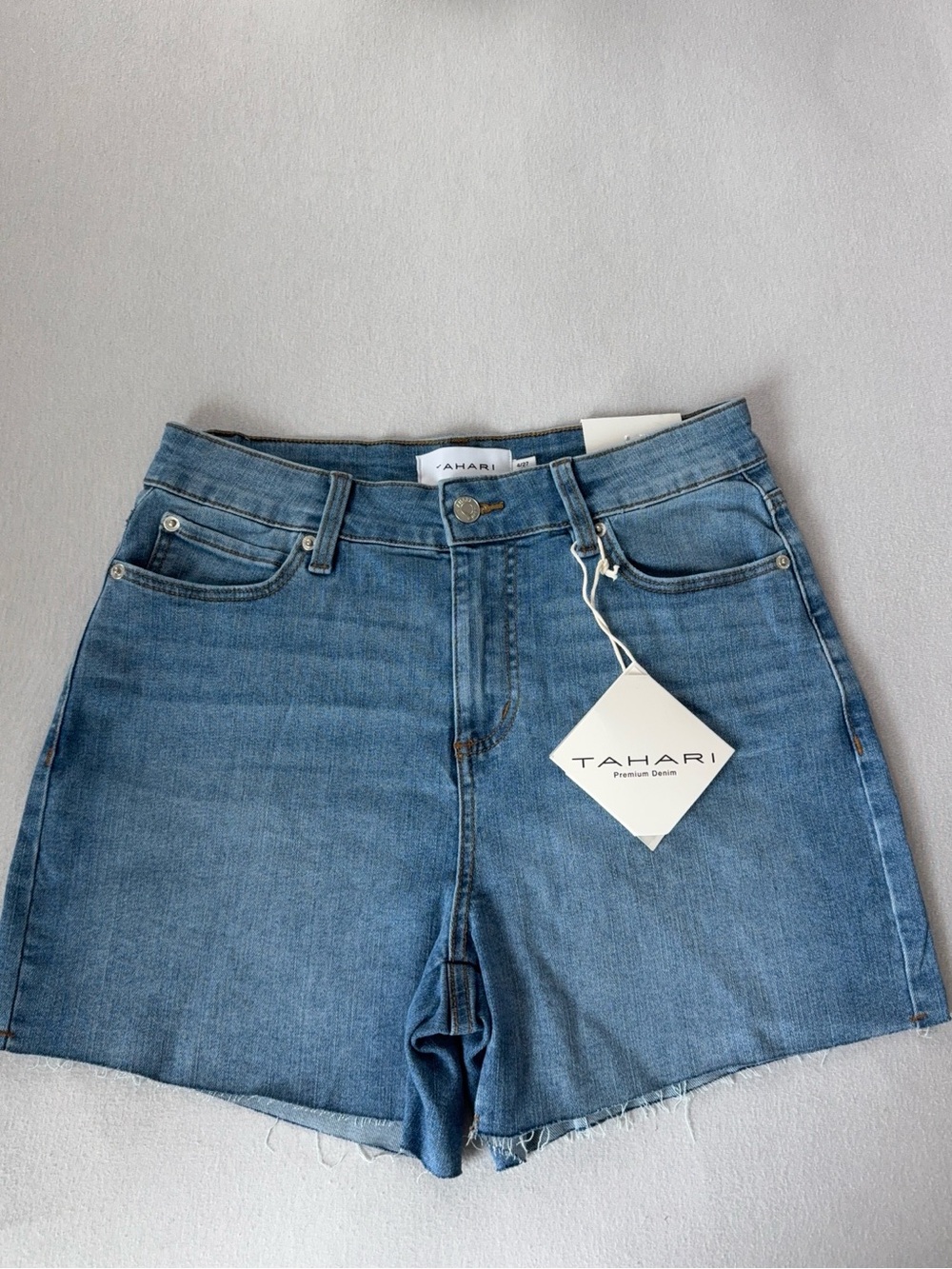 Tahari Blue Denim High-Rise Shorts